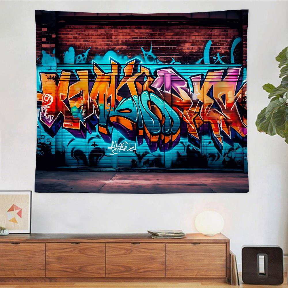 Street Graffiti Tapestry Wall Hanging Tapestry Art Deco Style Blanket Curtain Home Bedroom Living Room Decoration