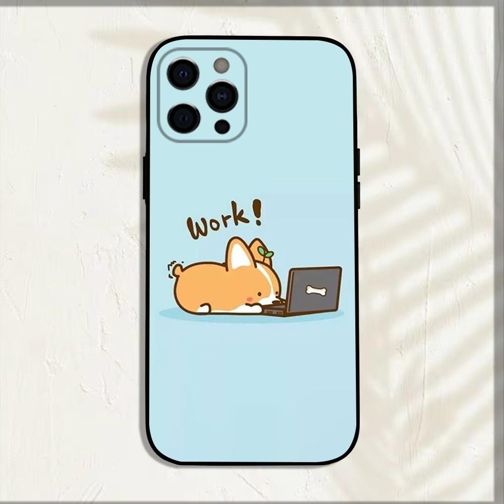 

Corgi Pet Cute Dog Cartoon Phone Case For iPhone 15,14,13,12,11,Pro,X,XS,Max,XR,Plus,Mini Soft Black Cover iPhone13mini