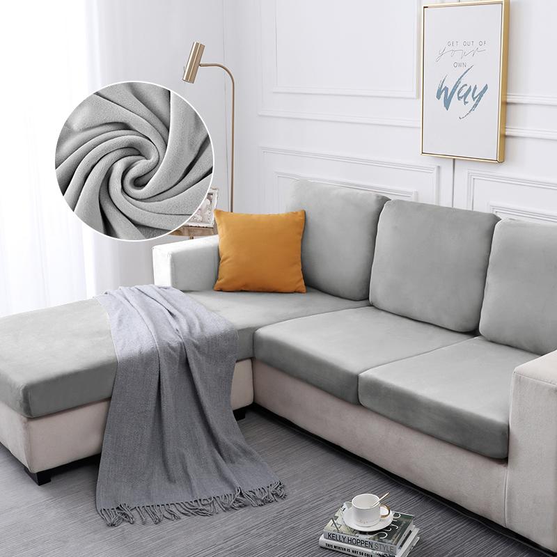 Velvet Sofa Seat Covers Plush L-Shaped Sofa Cushion Covers Elastic Slipcover All-Inclusive Couch Sofa Cover For Home Dining Room