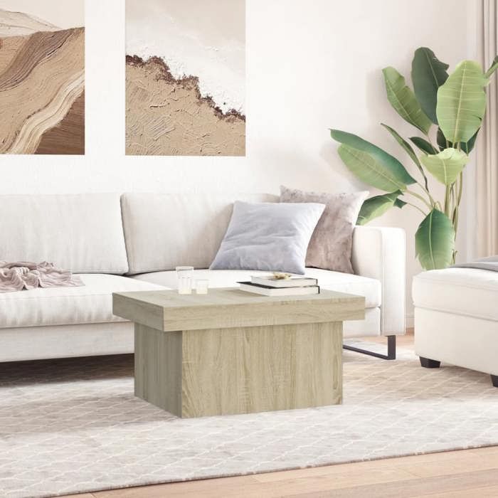 VidaXL Table basse chêne sonoma 80x55x40 cm bois d'ingénierie, table latérale, table de salon, table d'accent, bout de 840865