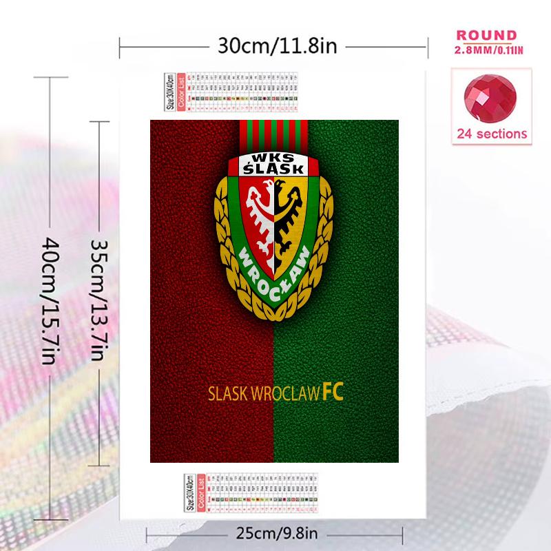 Wrocław Football Club 100% Round Full Drill 5D DIY Diamond Painting Embroidery Cross Stitch Rhinestone Décor