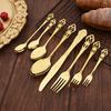 20Pcs Gold Stainless Steel Cutlery Set Royal European Spoon Fork and Steak Knife Retro Hollow Design Dinnerware Luxury Tableware