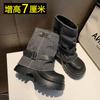 [Fanfna] Thick-soled Trouser Tube Boots Women's Pile Boots 2025 Autumn New Western Cowboy Short Boots Big Head Martin Boots