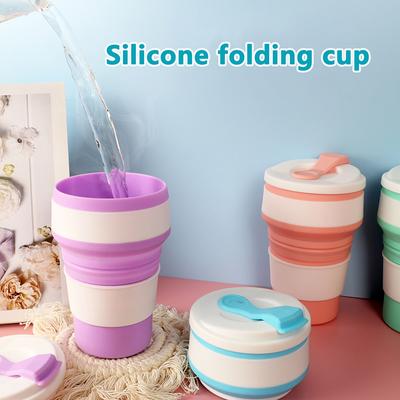 350Ml/500Ml Silicone Dobrável Copo Dobrável Caneca Com Tampa Café Viagem Ao Ar Livre Portátil Água Beber Chá Copos