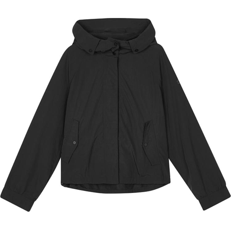 Skechers Sport Fashion Woven Solid Color Brand Logo Jacket Women jackets Carbon-Black L324W015-0018 S