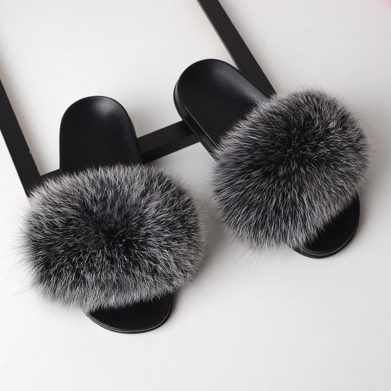 Elegant And Comfortable Women's Girls' Fur Slides With Soft Fuzzy Furry Slippers