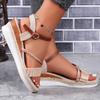 Fashion 2024 Summer Wedge Thick Sole Sandals Fashion New Simple Solid Color One-Line Buckle Strap Platform Sole Women's Sandals