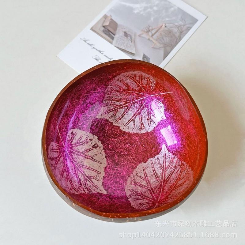 Vietnamese Coconut Shell Bowl Decorative Serving Dish Snacks Nuts Candy Home Decor Storage