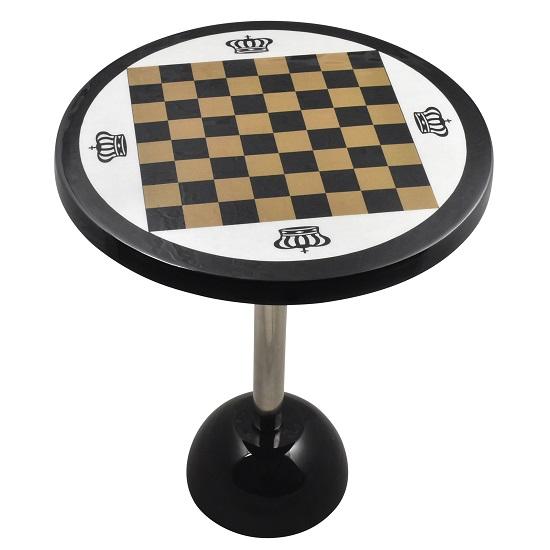 Ensemble d'échecs de luxe en laiton métallique minimaliste de 53,34 cm de haut, avec plateau et table