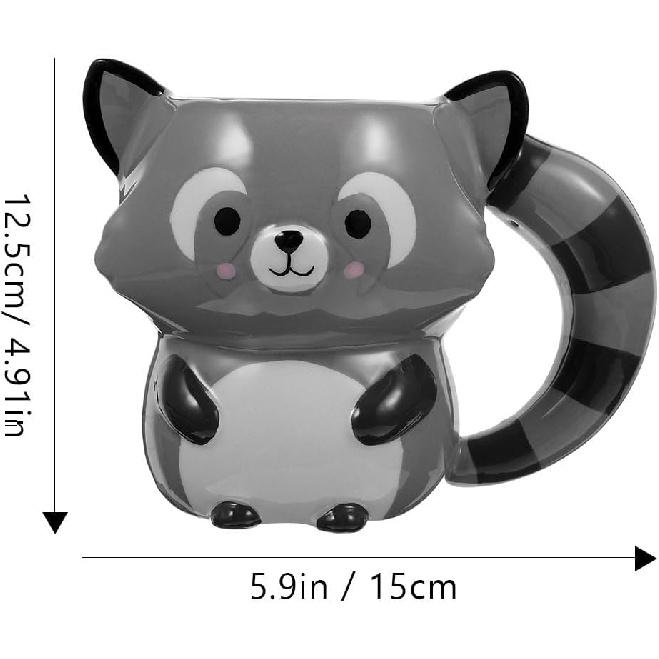Ceramic Raccoon Coffee Mug - Adorable Animal Design 19oz/560ml Porcelain Tea Cup for Hot Cold Drinks Dishwasher & Microwave Safe for Home Office