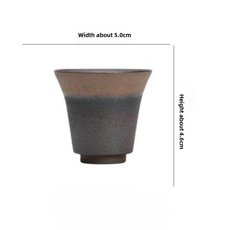 1pc Retro Coarse Pottery Teacup Tea Cup Ceramic Household Kung Fu Tea Set Single Cup Master Cup Retro Gilt Personal Cup