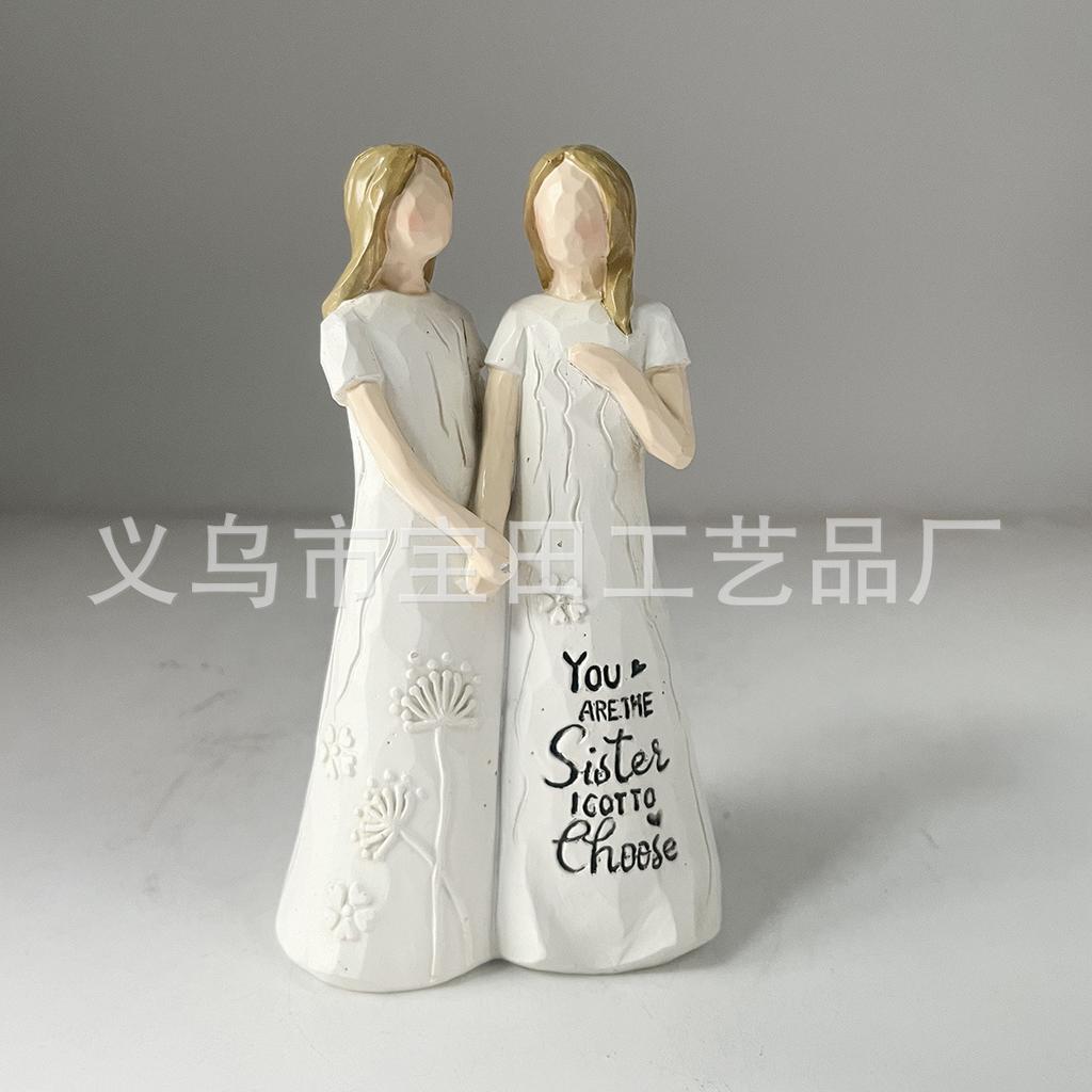 Friendship Gift for Best Friends Friendship Double Holding Hands Girl Statue Home Knickknack