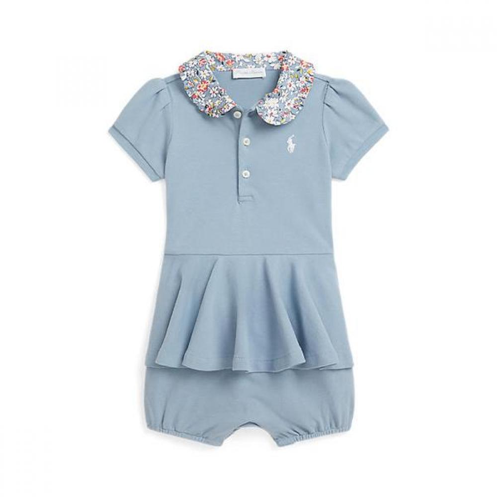 Polo Ralph Lauren Baby Girl Contrast Color Mesh Bubble Shortall 9M