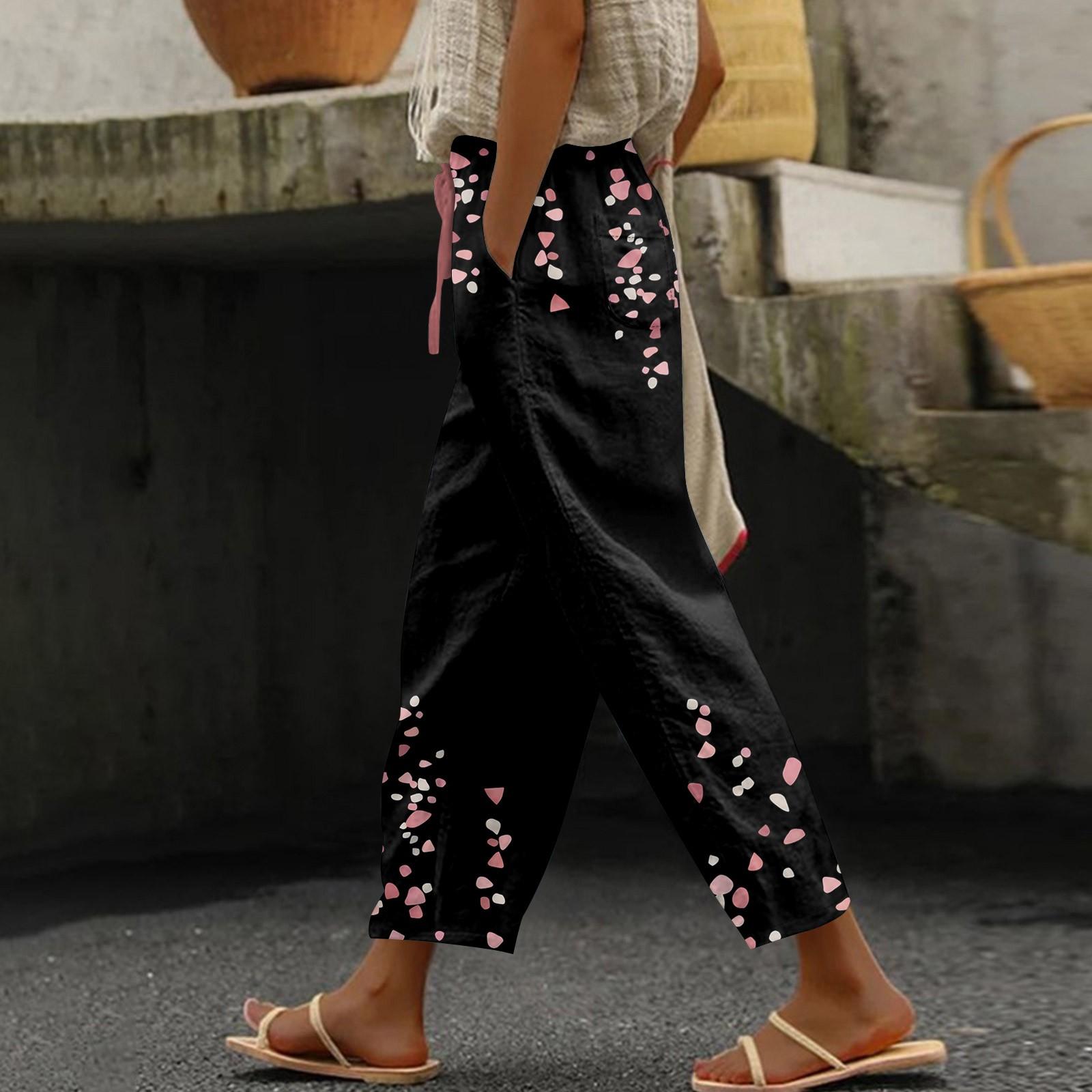 

Жіночі повсякденні штани Модні повсякденні штани з кишенями з принтом XXXXL чорний