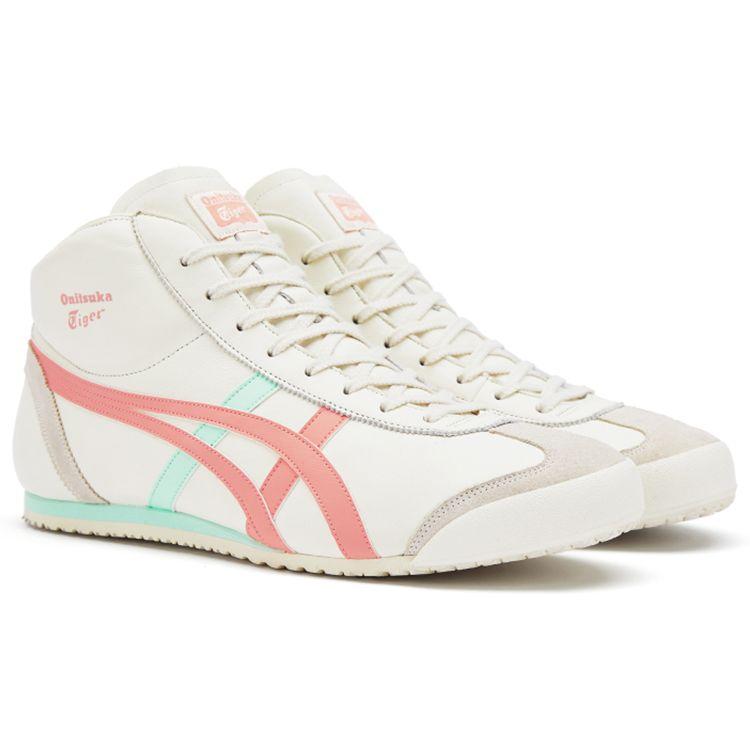 ONITSUKA TIGER Mexico 66 Pohodlné Všestranné Protiskluzové Středně vysoké Ležérní boty Unisex Tenisky Bílá Zelená Růžová 1183B812-101