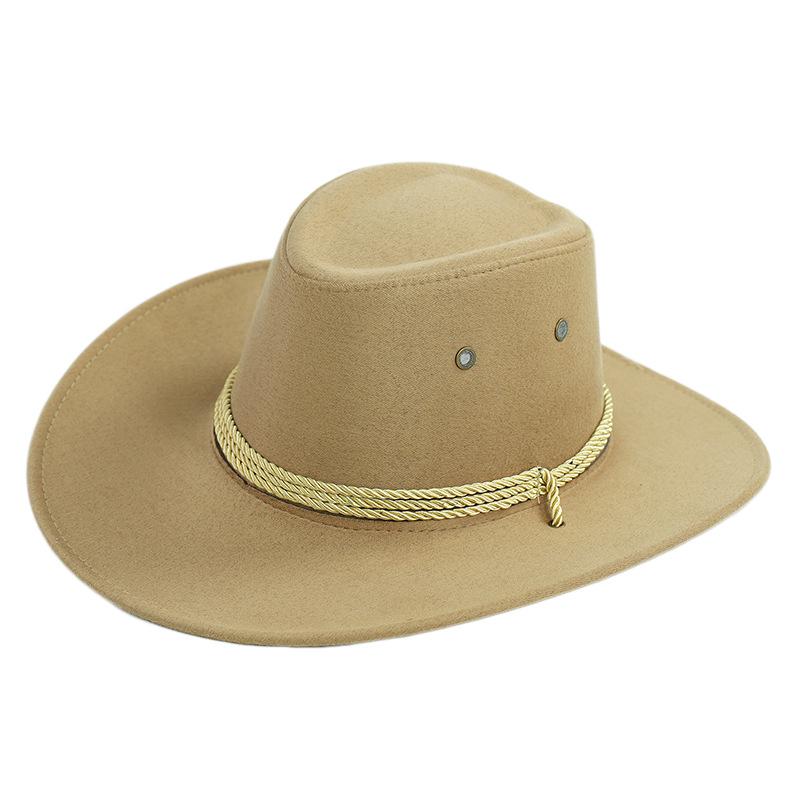 Men's Imitation Suede Western Cowboy Hat for Outdoor Camping & Hiking