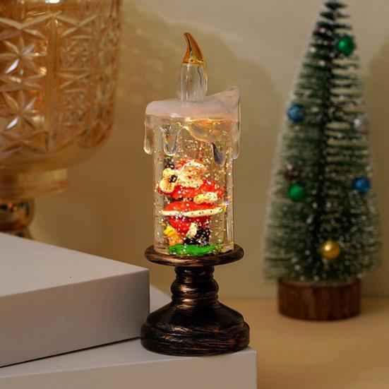 Christmas Flameless LED Candles Battery Operated Santa Snow Decorative Lamp Home Porch Tabletop Party Decor