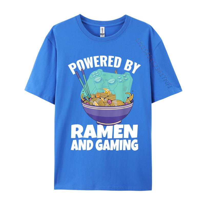 Powered By Ramen And Gaming Gamer Family Cotton Men's Top T-shirts Design Tops Tees Designer Tops Shirt Drop Shipping