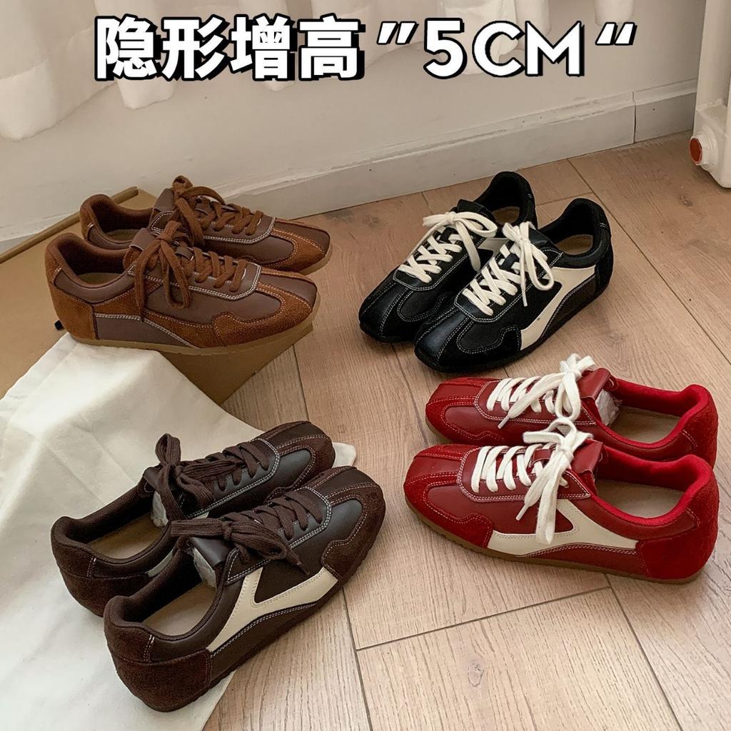 Blue cabinet version! Lace-up color matching inner height increase German training shoes women's 2025 new retro versatile Forrest Gump shoes sports 