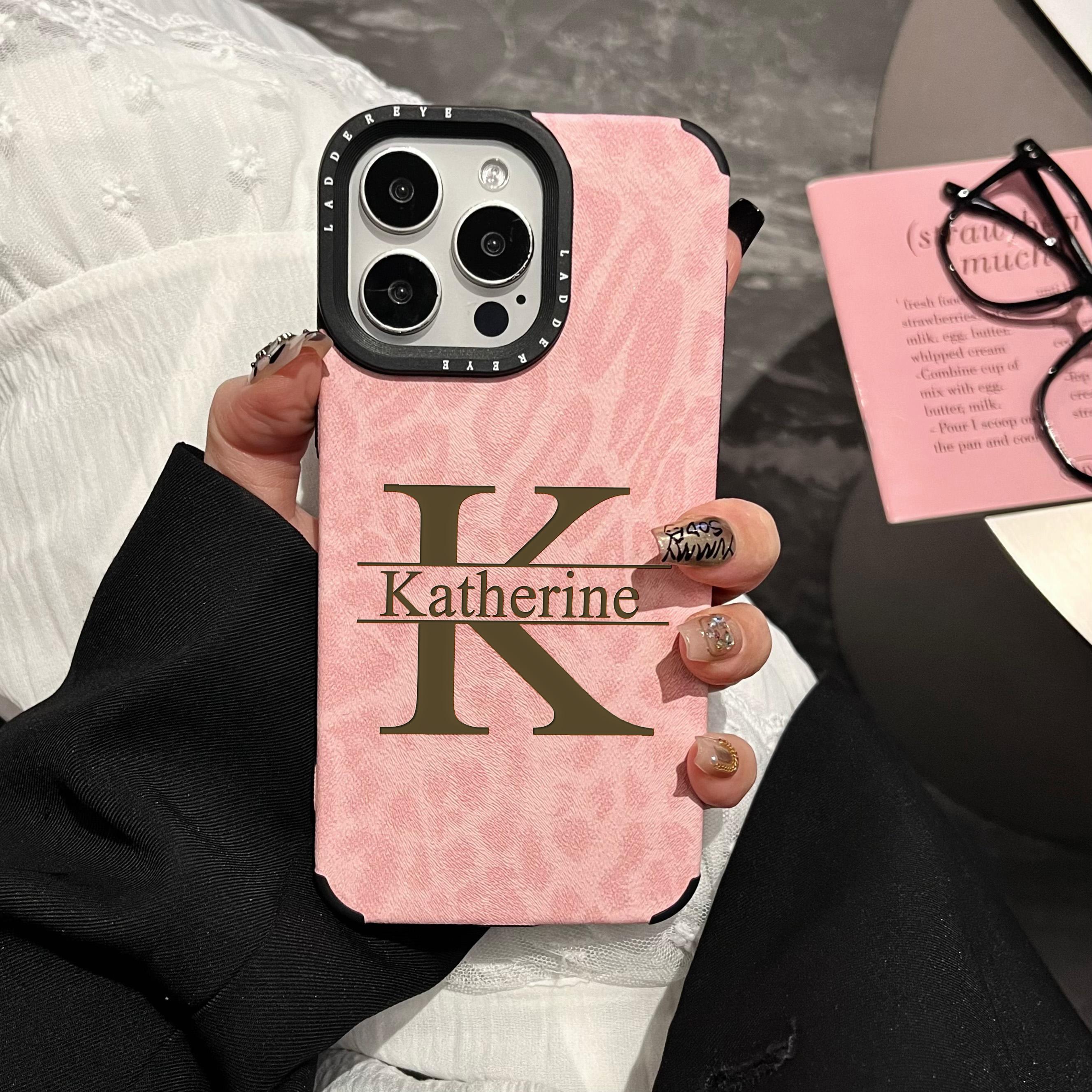 

Personalized Case For iPhone 17 16 15 14 13 12 11 Pro Max Plus Leopard Print Laser Engraving Big Letter Cover For iPhone Air
