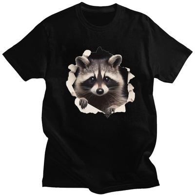 Custom Funny Raccoon T Shirts Men Pure Cotton Tees Tshirt Tshirt