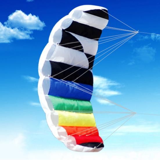 Flying Kite Beautiful Tear-resistant 1.4M Rainbow Dual Line Rainbow Power Kites for Entertainment