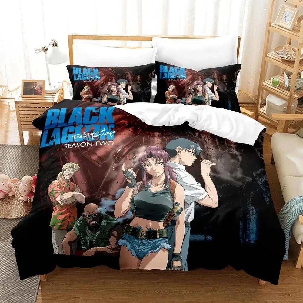 Anime Black Lagoon Bedding Set Duvet Cover Bed Set Quilt Cover Pillowcase Comforter King Queen Size Boys Adult Bedding Set