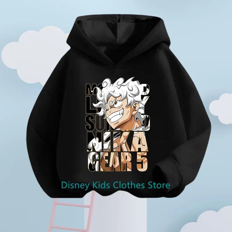 

One Piece Luffy Cartoon Детская толстовка с капюшоном с рисунком из мультфильма Осенне-зимняя толстовка с длинными рукавами для мальчиков и девочек Kawaii Casual Top 160