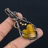 Tiger Eye Pendant, Handmade Gemstone 999 Copper Wire Wrapped Pendant Antique Jewelry, For Gift Silver Jewelry