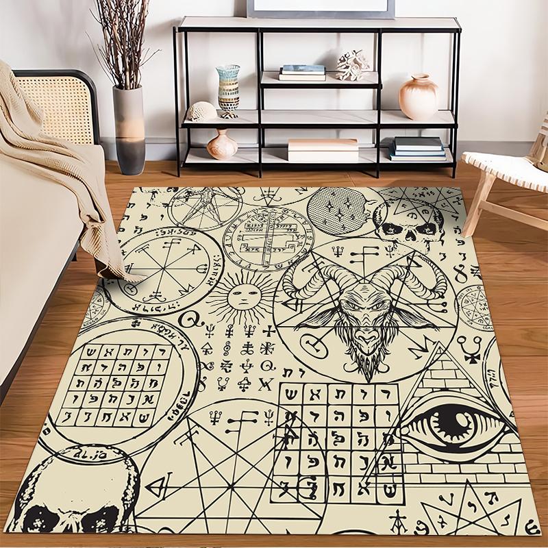 Mystical Symbols Printed Rug Non-slip rug suitable for living room and bedroom sofas