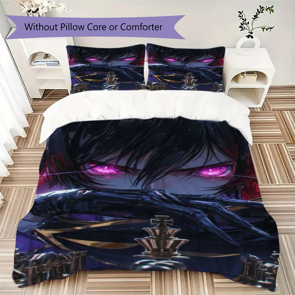 Code Geass Pattern Bedding,Quilt Set Quilt Cover Pillowcase Home Birthday Gift(1 * duvet cover + 2 * pillowcase, without core)_lx