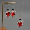 Zinc Zinc Alloy Black Necklace Earring Set Luxury Dangle Earrings Set Thorn Love Pendant Necklace  Gift