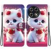 Handmade PU Leather Flip Case for Tecno Camon 30S / Camon 30S Pro Anti-Slip Shockproof Cover with Wrist Strap & Heart/Rose Cat Designs
