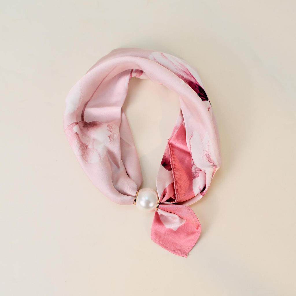 Elegante Sciarpa di Seta Magnetica con Fiori di Cashmere a Pois