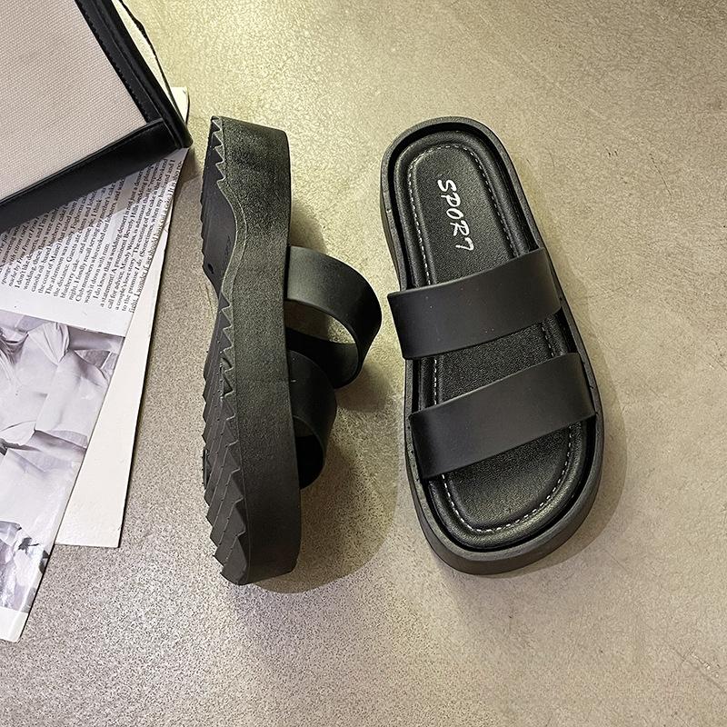 

Новые модные тапочки Противоскользящие пляжные Женская обувь удобные новые тапочки Женские туфли с открытым носком Zapatos Mujer 40-41 чёрный