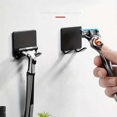 2 STÜCK Klebe-Rasierhalter Wandmontiert Badezimmer Für Dusche Haken Ablage Gillette Rasierer Rasierhalter Schwarz Kunststoffhaken