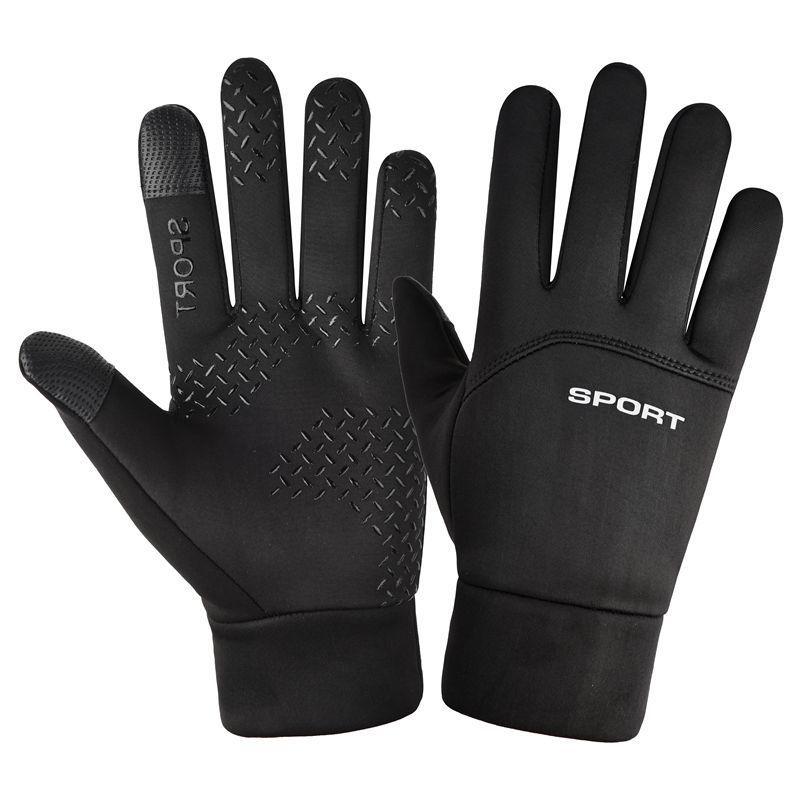 Gants d'hiver en cuir à écran tactile pour homme - Coupe-vent, imperméables et doublés de velours pour la chaleur.