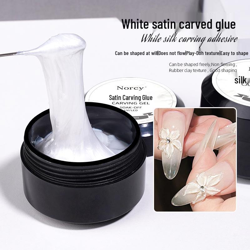 

Pearlescent White 3D Flower Gel Polish – No-Wipe, Thick Satin, Rubbing Powder.