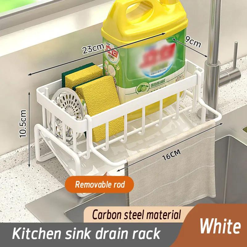Kitchen Sink Drain Rack Organizer Stainless Steel Self-draining Sink Shelf Soap Sponge Holder Dishcloth Towel Rack Filter Basket