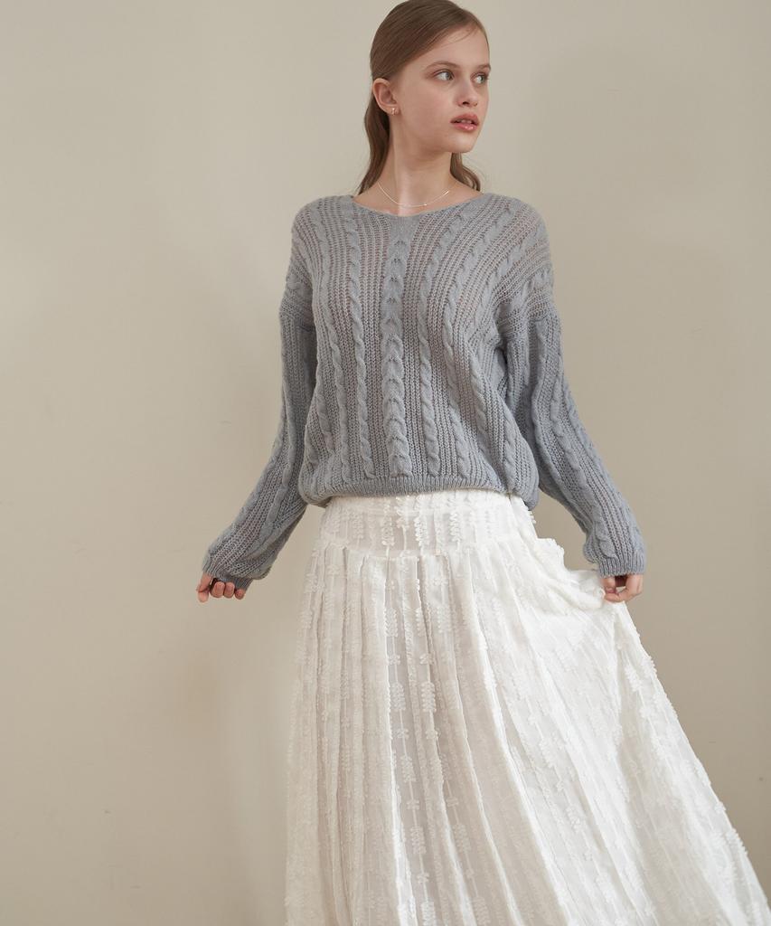 Peullobeu Lace Pleats Skirt_Wt