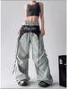 Women's American Design Color-Block Lace-Up Scimitar Pants: Spring/Summer 2025 Hip-Hop Parachute Dance Pants