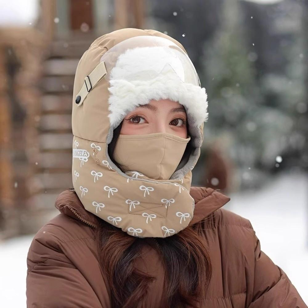 Bow Pattern Pullover Hats Cold Proof Cycling Mask New Ear Protection Cap  Winter