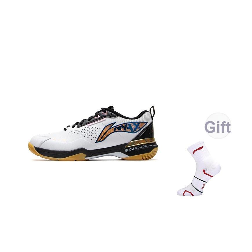 New LiNing MAX Slip Resistant And Breathable Low top Badminton Shoes Unisex White/Black AYAU003-2