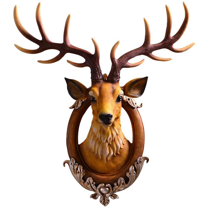 European Style Lucky Deer Head Wall Decor for Living Room TV Background Creative Animal Wall Hanging Art Home Decoration Gift
