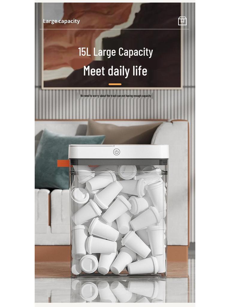 Hands-Free Automatic Trash Can with Smart Lid for Bathroom Use