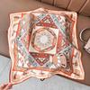 Light luxury Nordic style purple morning glory printing mulberry silk silk scarf women's high-end temperament 111 silk small square scarf
