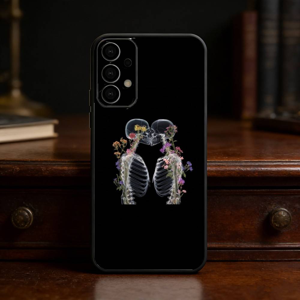 Anatomy Skeleton Phone Case For Samsung S25,S24,S21,S22,S23,S30,Ultra,S20,Plus,Fe,Lite Black Shell