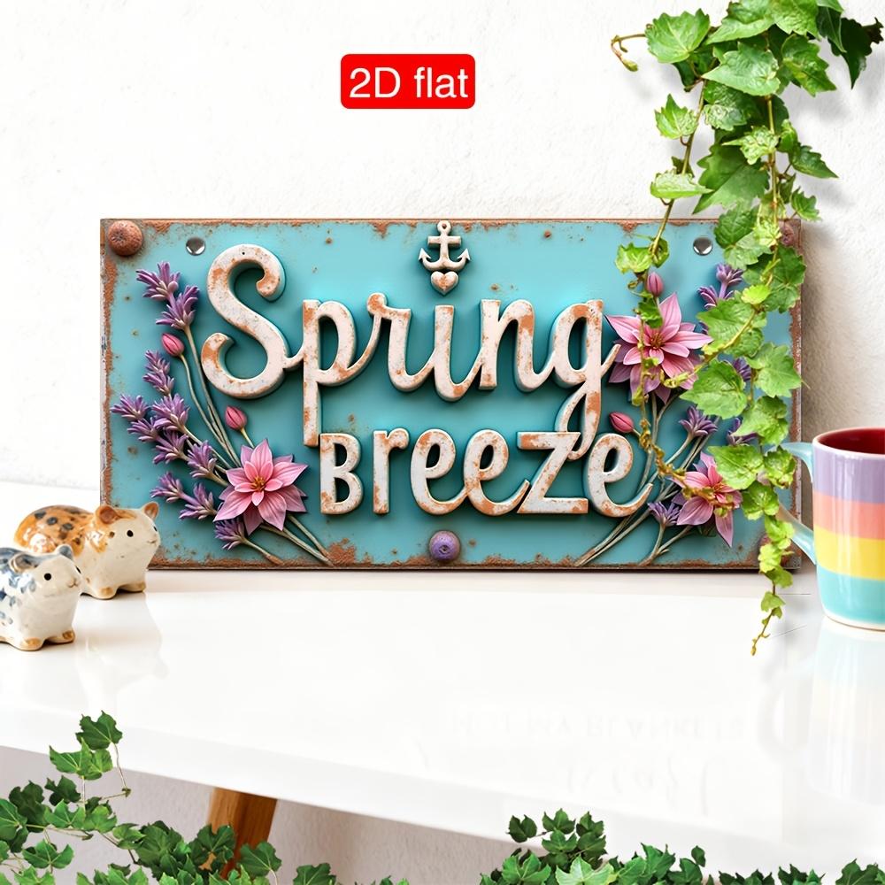

D Flat pc Large Farmhouse Wall Art Sign Spring Breeze Floral Decor Vintage Wood Plaque Suitable for Bedroom Porch Rus 15x30cm(5.9x7.8inch)