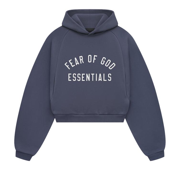 Women's Hoodie Fear of God Essentials Women's Fleece Cropped Hoodie Marine