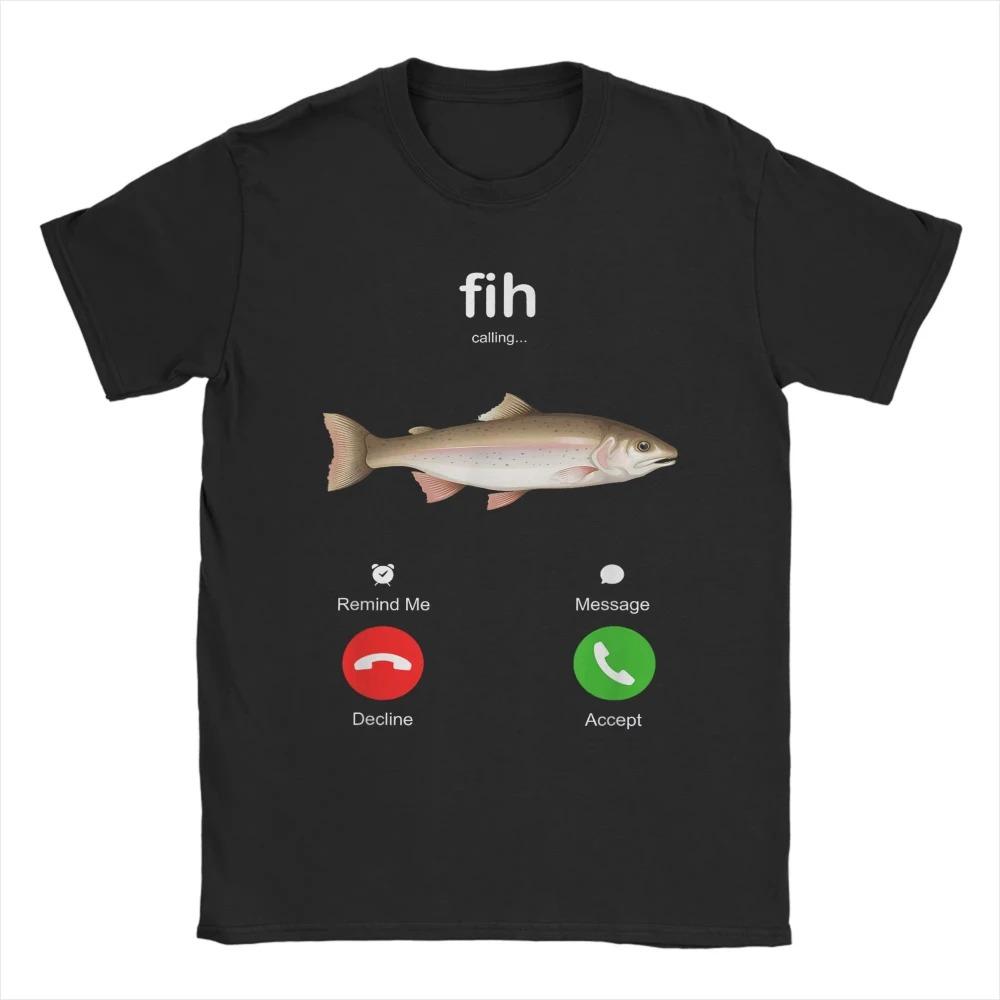 Unisex Cotton TShirt Fish Call Reminder Message Reject Answer Phone Fish Pattern Awesome Short Sleeve Top Women And Men Tshirt